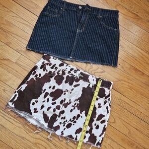 No Boundaries Denim and Cow Print Mini Skirts-2 SKIRTS Size S